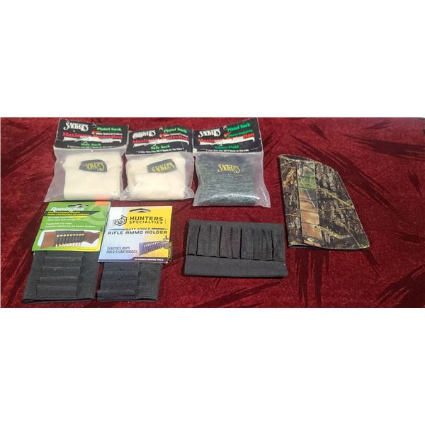 FOR BUTT STOCK RIFLE SHELL HOLDERS AND THREE PISTOL SOCKS