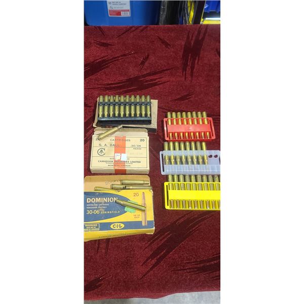 26 ROUNDS PF 30-06 MIX OF BULLETS AND SOME BRASS - NO SHIPPING