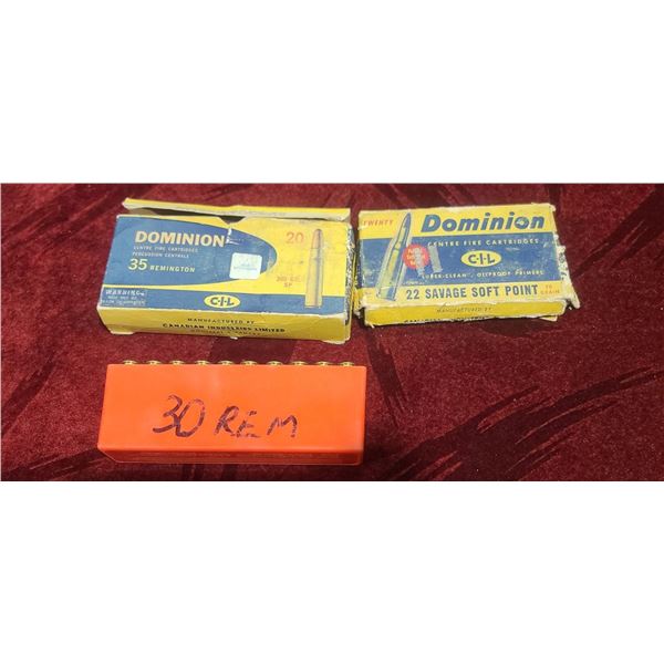 QTY14 22 SAVAGE BRASS, QTY20 30REM