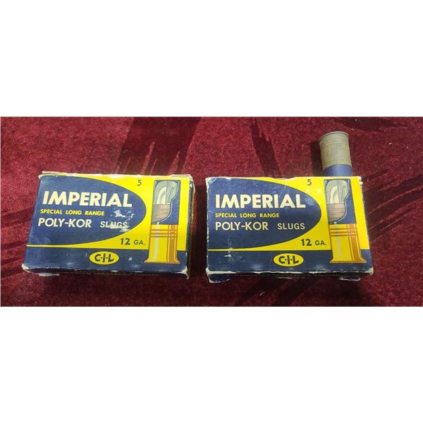 TWO BOXES OFIMPERIAL SPECIAL LONG RANGE 12GA 2 3/4" 10Z POLY KER SLUGS