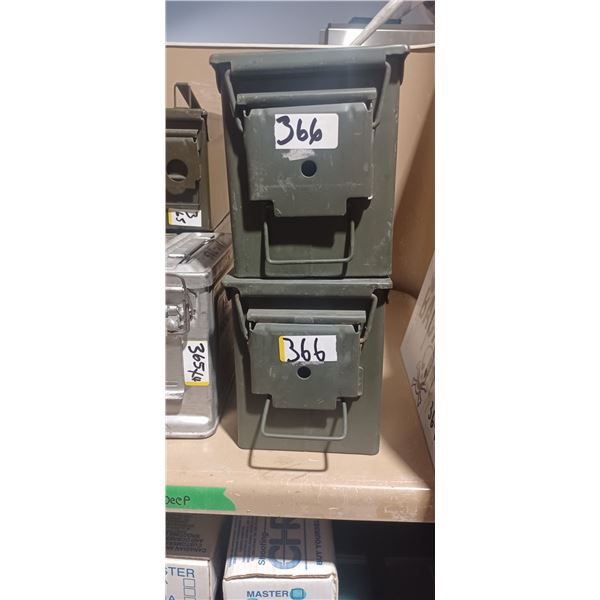 2 SMALL METAL ARMY  AMMO BOXES 12"X 7"X5.5"