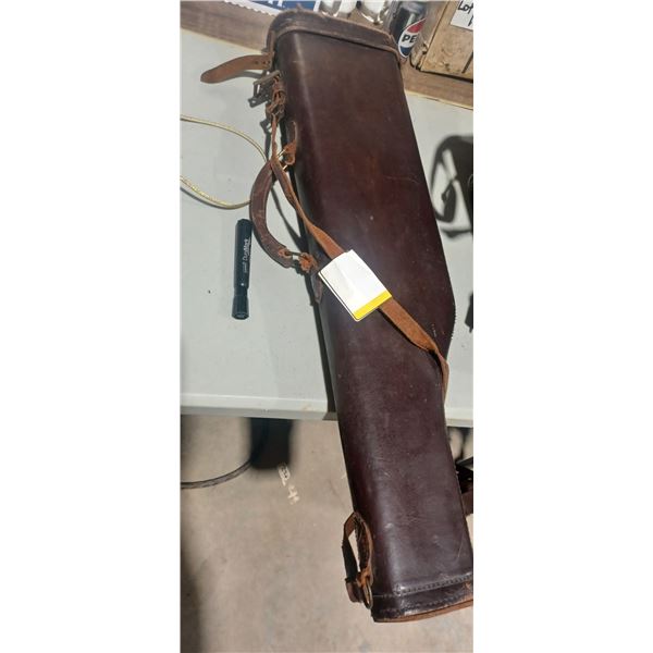 DARK LEATHER HARD SHOTGUN CASE C/W STRAP ( LEG OF MUTTON)