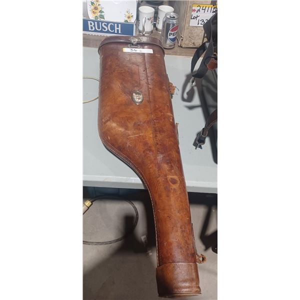 BEIGE  LEATHER HARD SHOTGUN CASE ( LEG OF MUTTON)