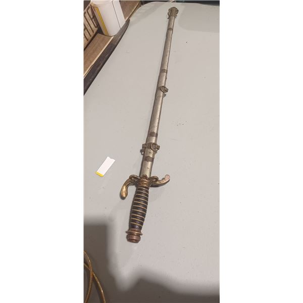 ANTIQUE 26 INCH SWORD C/W  METAL SHEATH