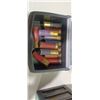 Image 2 : 4 COMPARTMENT  CONTAINER WITH ASSORTED SHOT GUN SHELLS AND 20 GA HULLS SEE PHOTOS FOR DETAILS