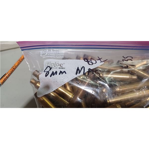 APPROX 100 ROUNDS OF 8MM   BRASS