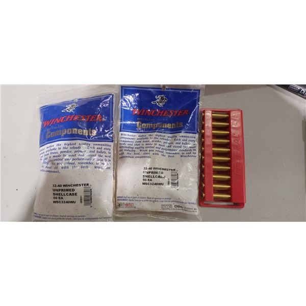 62 CASES OF NEW WINCHESTER 32-40 BRASS AND 10 FIRED CASES