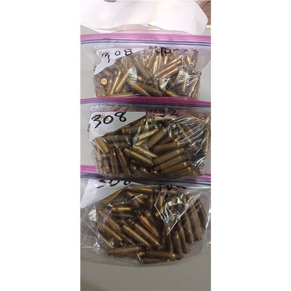 3 BAGS  OF 308 BRASS APPROX 9 LBS