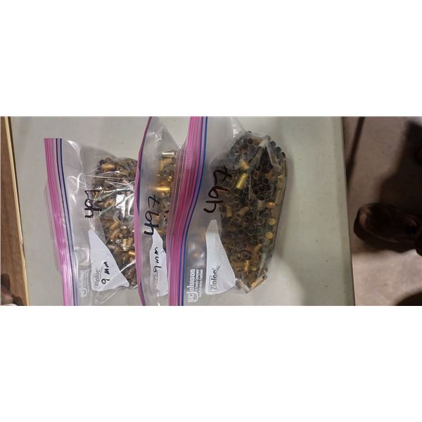 9  LBS OF 9MM 3 BAGS   BRASS