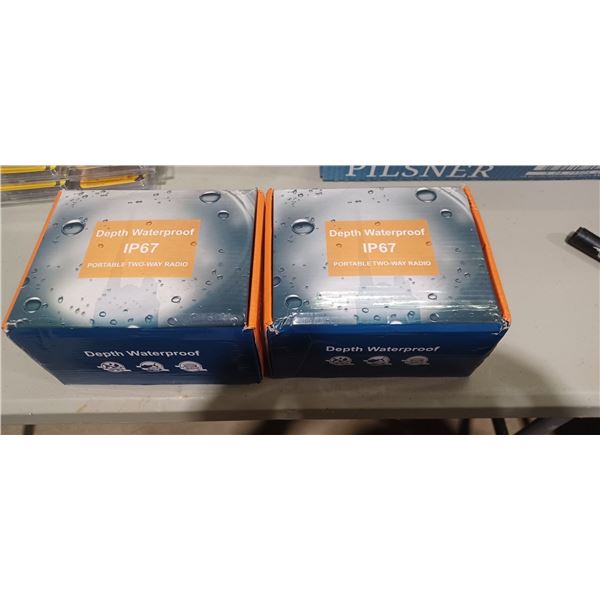 2 NEW DEPTH WATERPROOF IP67 PORTABLE TWO WAY RADIOS