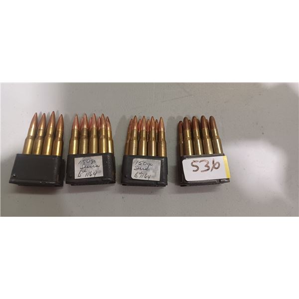 32 ROUNDS OF 30-06 WITH 8 SHOT BANDELIER CLIP FOR M1 GRANDE 3X HP AND 1X ROUND NOSE