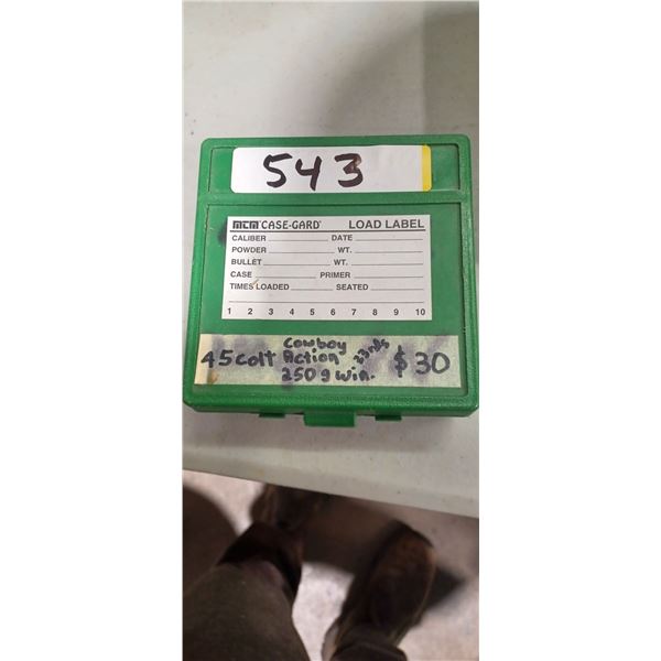 33 ROUNDS OF 45 COLT COWBOY ACTION  250 GRAIN AMMO C/W WITH AMMO CASE