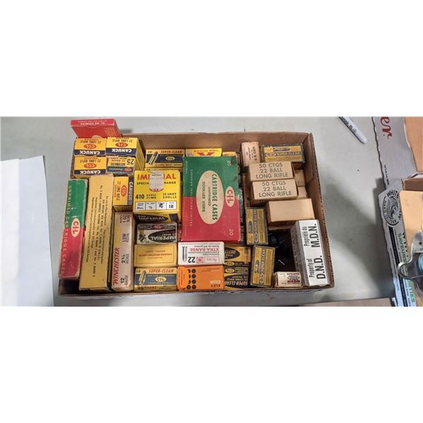 BOX OF COLLECTABLE AMMO BOXES SEE PHOTO FOR DETAILS