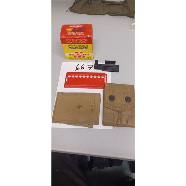 2 POUCHES AND OLD WINCHESTER BOX