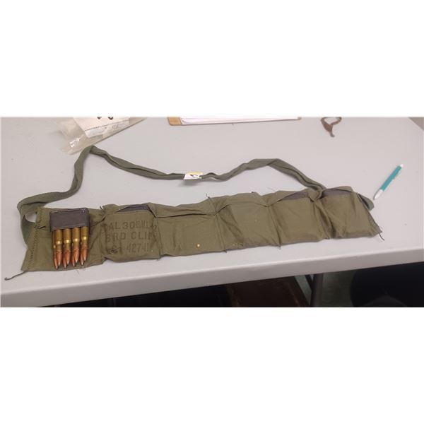 M1 GRAND AMMO BANDALIER C/W 5 - 8 SHOT LOADED CLIPS PAL REQD NO SHIPPING