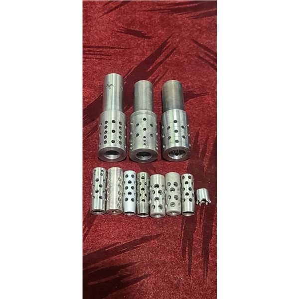 ASSORTED MUZZLE BREAKS - UNKNOWN SIZES - QTY 11