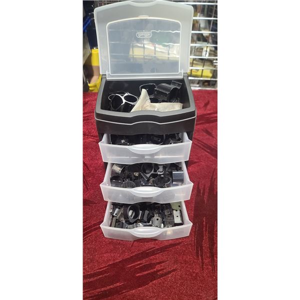 PARTS TRAY WITH LARGE ASSORTMENT OF RINGS AND BASES