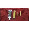 Image 1 : CVA POWDER POORER (EMPTY), GREAE PATCH, PERCUSION CAP DISPENSER AND BRASS OILER