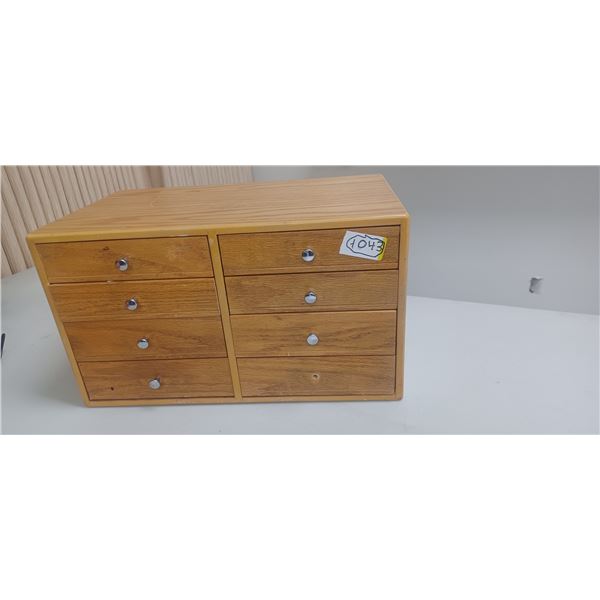 8 DRAWER OAK REAMER CABINET 10" X 10 X 16"