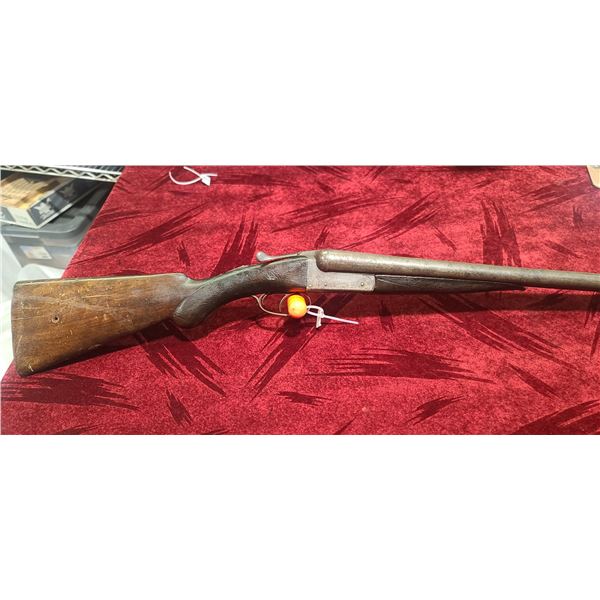 FRED AND WILLIAMS SIDE BY SIDE PARTS GUN - 12GA - MISSING BUTT PLATE - HOLE IN BARREL - 30" BARREL