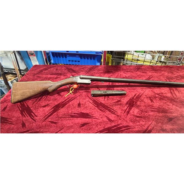 DOUBLE BARREL  12 GA SHOT GUN MAYBE REMINGTON  WOOD NEEDS WORK  (392)
