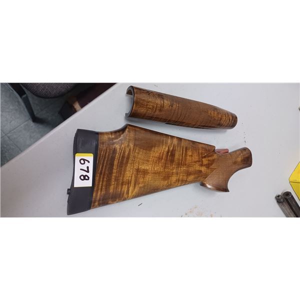 WINCHESTER MODEL 12 CUSTOM TRAP STOCK AND MATCHING FOREND WITH KICKEASE RECOIL PAD MINT