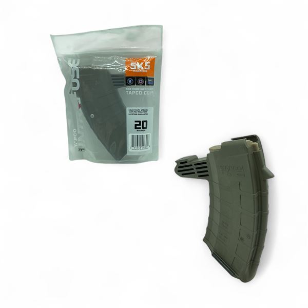 Tapco Intrafuse SKS 7.62 X 39 Rifle Magazine, Pinned to 5 Rounds, Olive Drab Green X 2 Qty