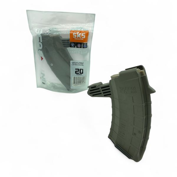 Tapco Intrafuse SKS 7.62 X 39 Rifle Magazine, Pinned to 5 Rounds, Olive Drab Green X 2 Qty