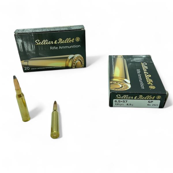 Sellier & Bellot 6.5 x 57, 131 Grain SP Ammunition, 40 Rounds