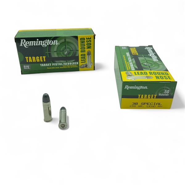 Remington Target Pistol/ Revolver .38 Special, 158 Grain Lead Round Nose Ammunition, 100 Rounds