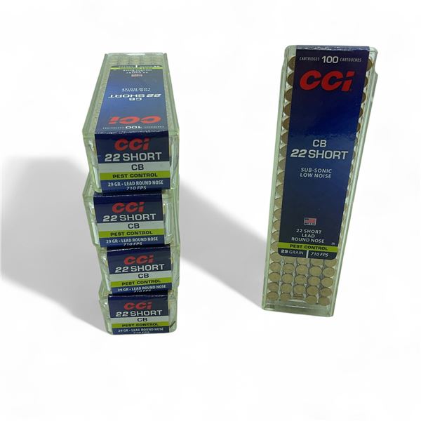 CCI CB 22 Short Subsonic Low Noise, 29 Grain Pest Control LRN Ammunition, 500 Rounds