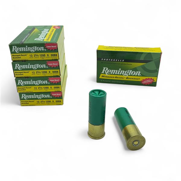 Remington Managed-Recoil Buckshot 12 Ga, 2-3/4", 8 Pellet, 00 Buck Ammunition, 25 Rounds