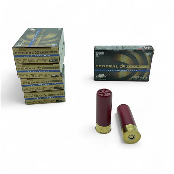 Federal Premium Law Enforcement 12 Ga, 2-3/4", 9 Pellet, 00 Buck Tactical Ammunition, 25 Rounds