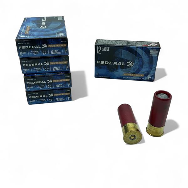 Federal Power Shok 12 Ga, 2-3/4", 1 oz Maximum Rifled Slug HP Ammunition, 25 Rounds