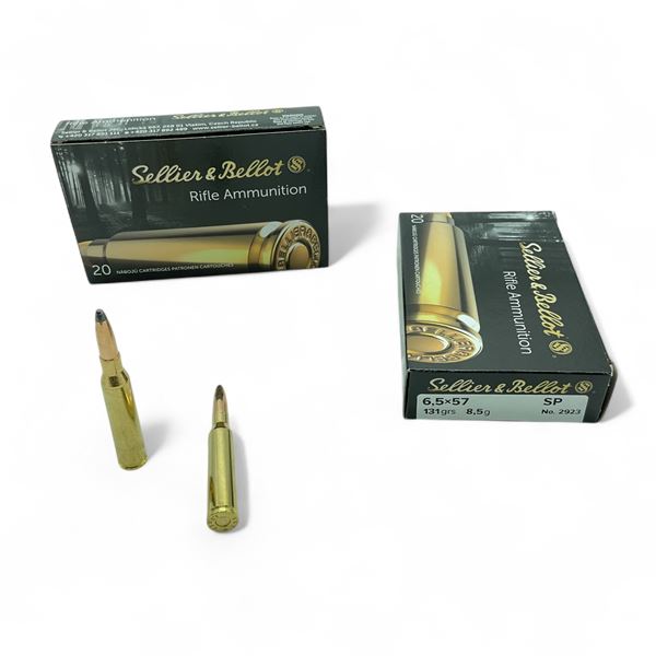 Sellier & Bellot 6.5 x 57, 131 Grain Soft Point Ammunition, 40 Rounds