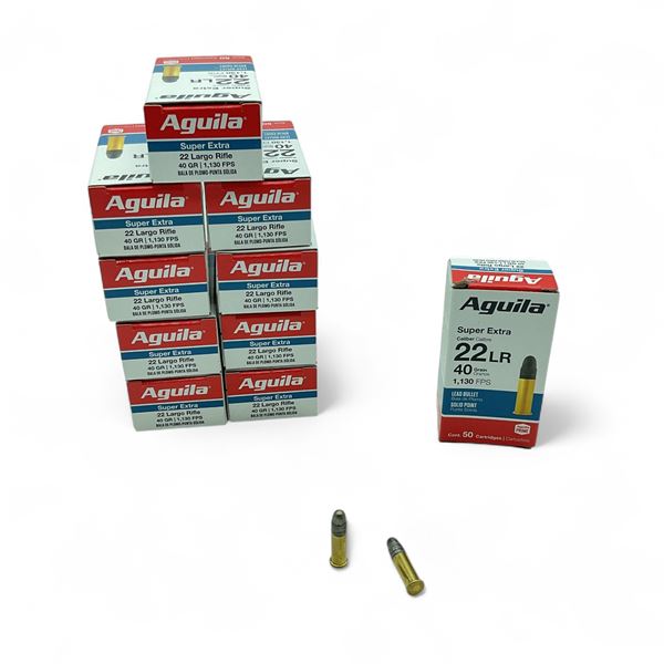 Aguila Super Extra .22 LR, 40 Grain Lead Bullet Ammunition, 500 Rounds