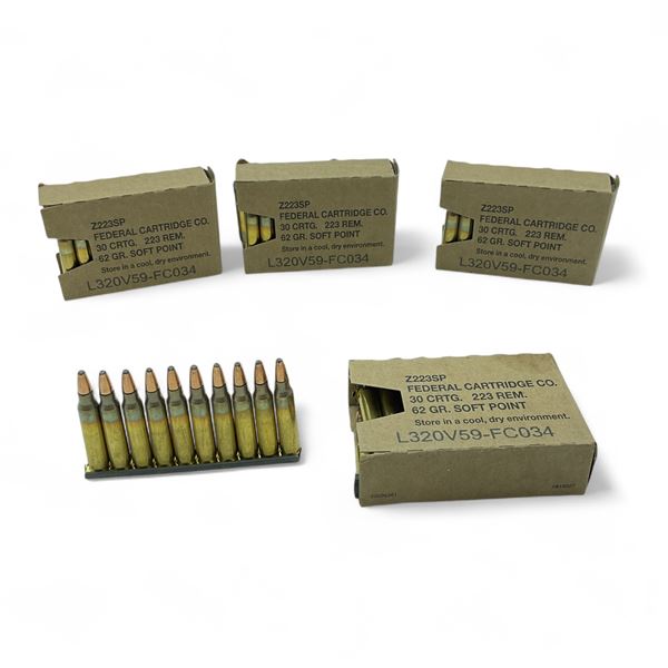 Federal .223 Remington, 62 Grain Soft Point Ammunition, 120 Rounds