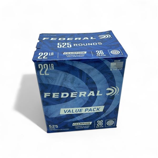 Federal Champion .22 LR, 36 Grain Champion Copper Plated Hollow Point Ammunition, 525 Rounds