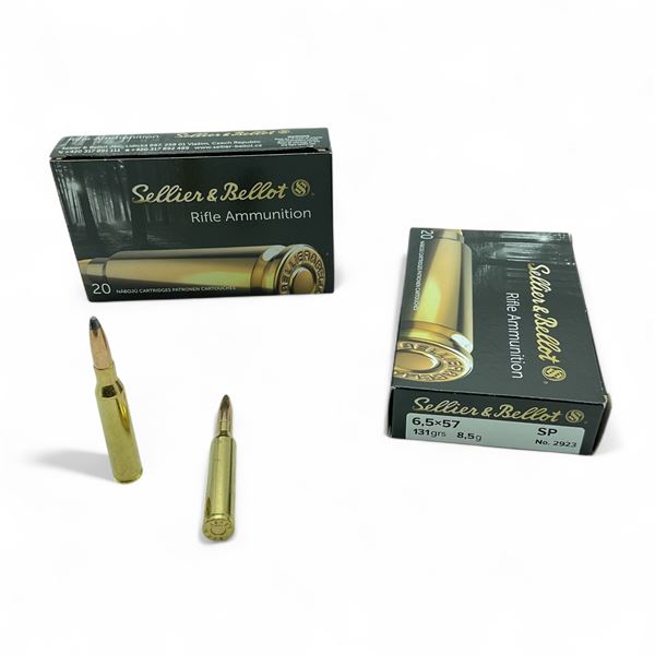 Sellier & Bellot 6.5 x 57, 131 Grain Soft Point Ammunition, 40 Rounds
