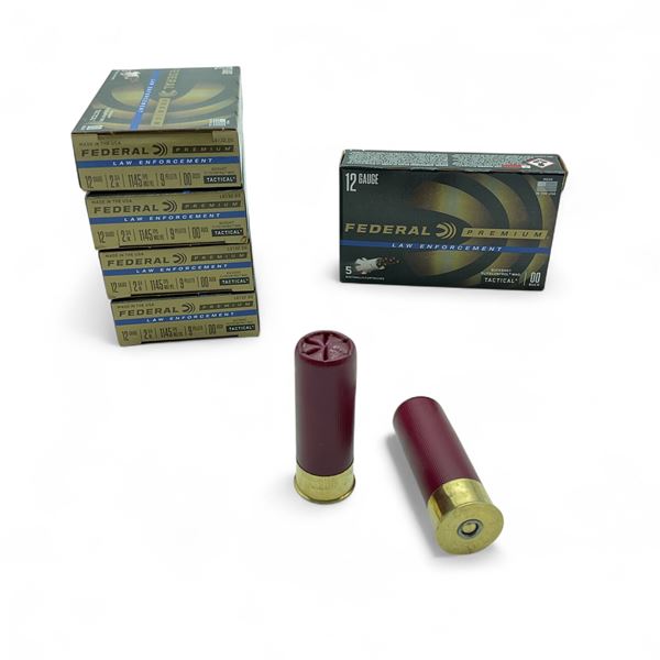 Federal Premium Law Enforcement 12 Ga, 2-3/4", 9 Pellet, 00 Buck Tactical Ammunition, 25 Rounds
