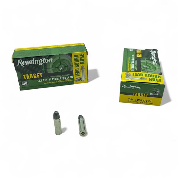 Remington Target Pistol/ Revolver .38 Special, 158 Grain Lead Round Nose Ammunition, 100 Rounds