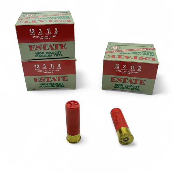 Estate High Velocity Magnum Steel 12 Ga, 3", 1-1/4 oz, #3 Shot Waterfowl Ammunition, 75 Rounds
