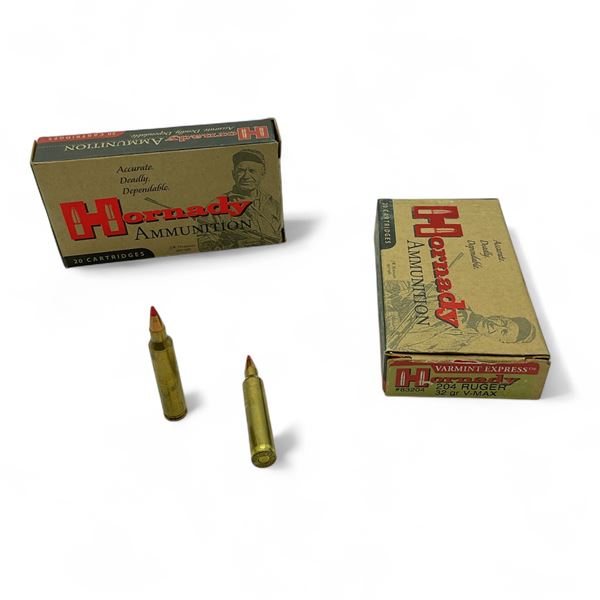 Hornady Varmint Express 204 Ruger, 32 Grain V-Max Ammunition, 40 Rounds