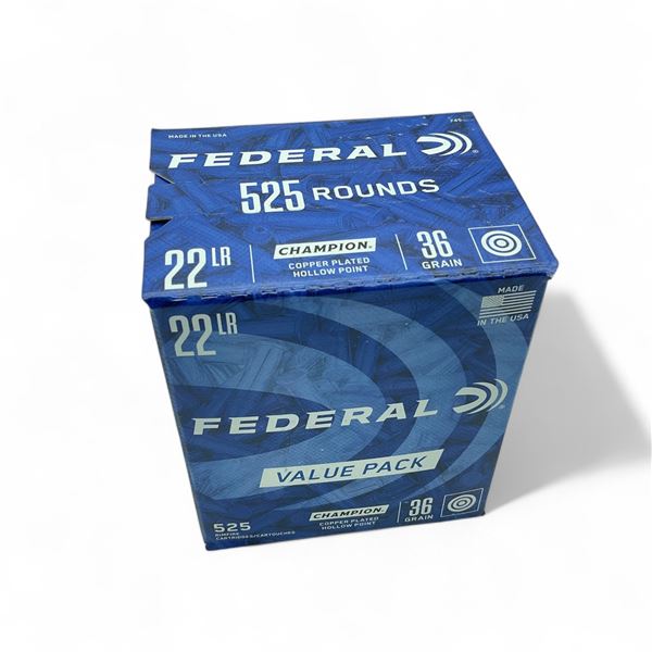 Federal Champion .22 LR, 36 Grain Champion Copper Plated Hollow Point Ammunition, 525 Rounds