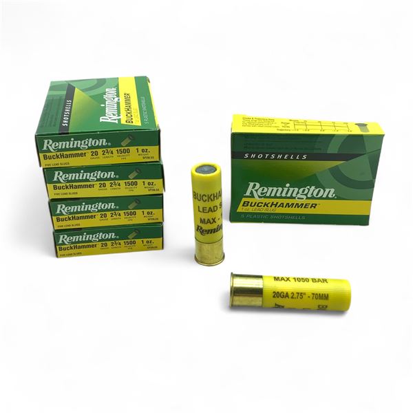 Remington Buckhammer 20 Ga, 2-3/4", 1oz Slug Ammunition, 25 Rounds