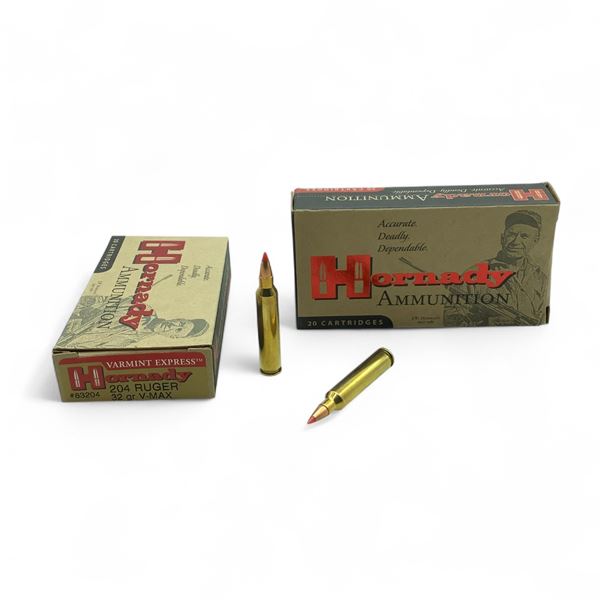 Hornady Varmint Express 204 Ruger, 32 Grain V-Max Ammunition, 40 Rounds