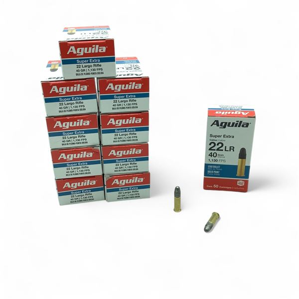 Aguila Super Extra .22 LR, 40 Grain Lead Bullet Ammunition, 500 Rounds