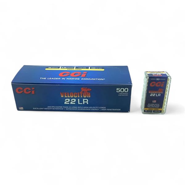 CCI Velocitor .22 LR, 40 Grain Copper-Plated Hollow Point Small Game Ammunition, 500 Rounds