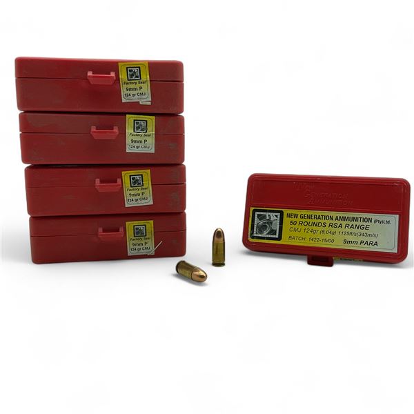 New Generation Ammunition 9mm PARA, 124 Grain CMJ Ammunition, 250 Rounds