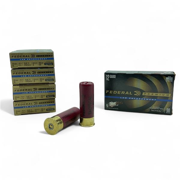 Federal Premium Law Enforcement 12 Ga, 2-3/4", 9 Pellet, 00 Buck Tactical Ammunition, 25 Rounds